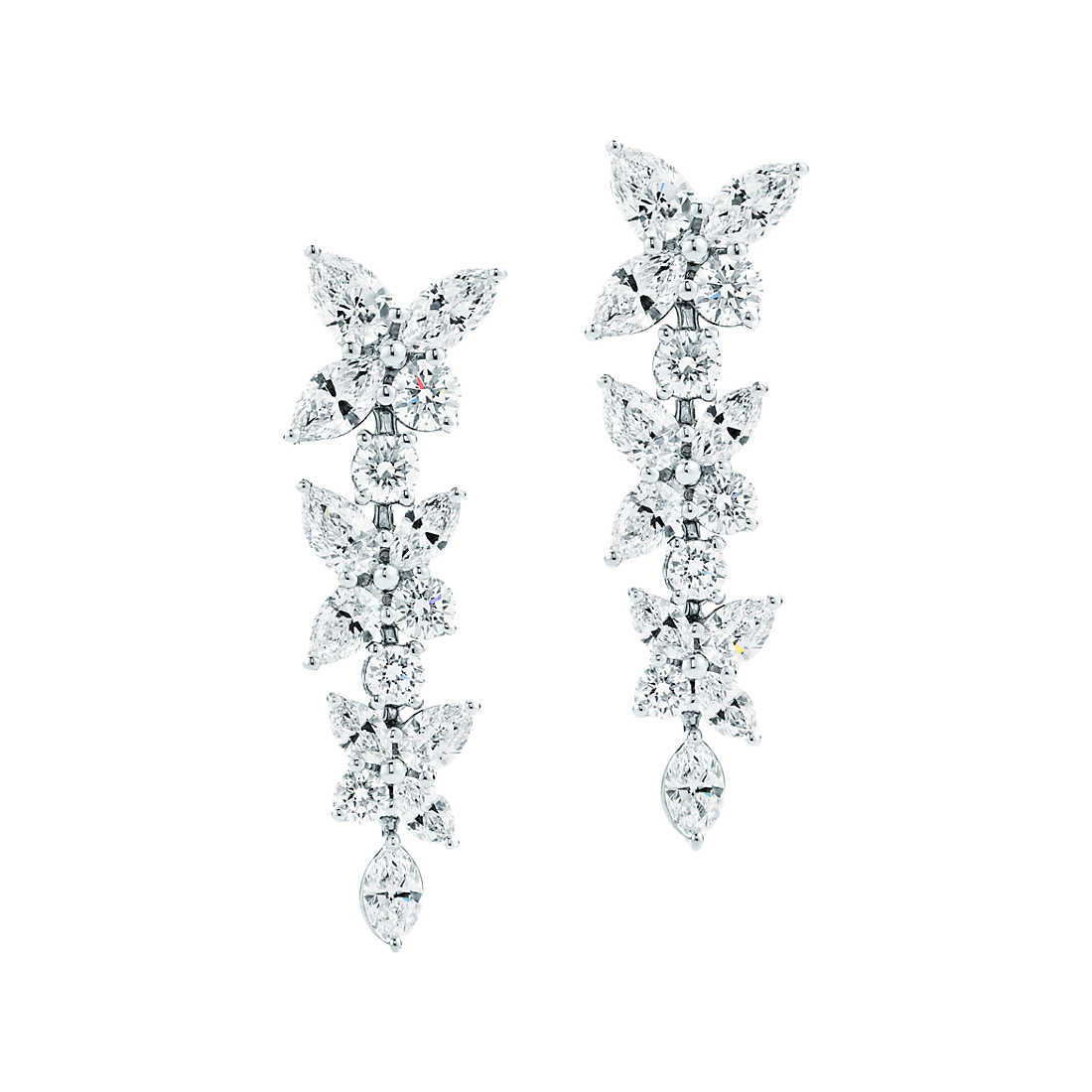 Mixed Cluster Drop Earrings - 925 Silver Replica Tiffany & Co.