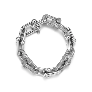 Replica Tiffany HardWear Link Braceletin White Gold with Diamond