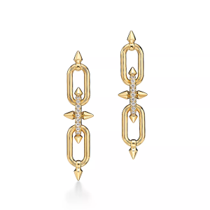 Cheap Tiffany Titan by Pharrell Williams Earrings in Yellow Gold with Diamonds Display