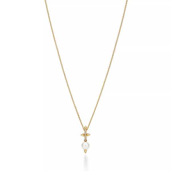 Replica Tiffany Titan by Pharrell Williams Pearl Pendantin Yellow Gold with Diamonds